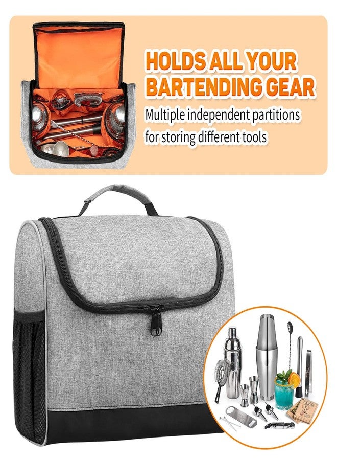 Jenlan Portable Bartender Bag with Handle - Professional Bar Tool Organizer for Travel | Carrying Case for Cocktail Shaker, Mixing Tools, Accessories | Home, Outdoor, Patio Party Essential (Gray) - Image 4